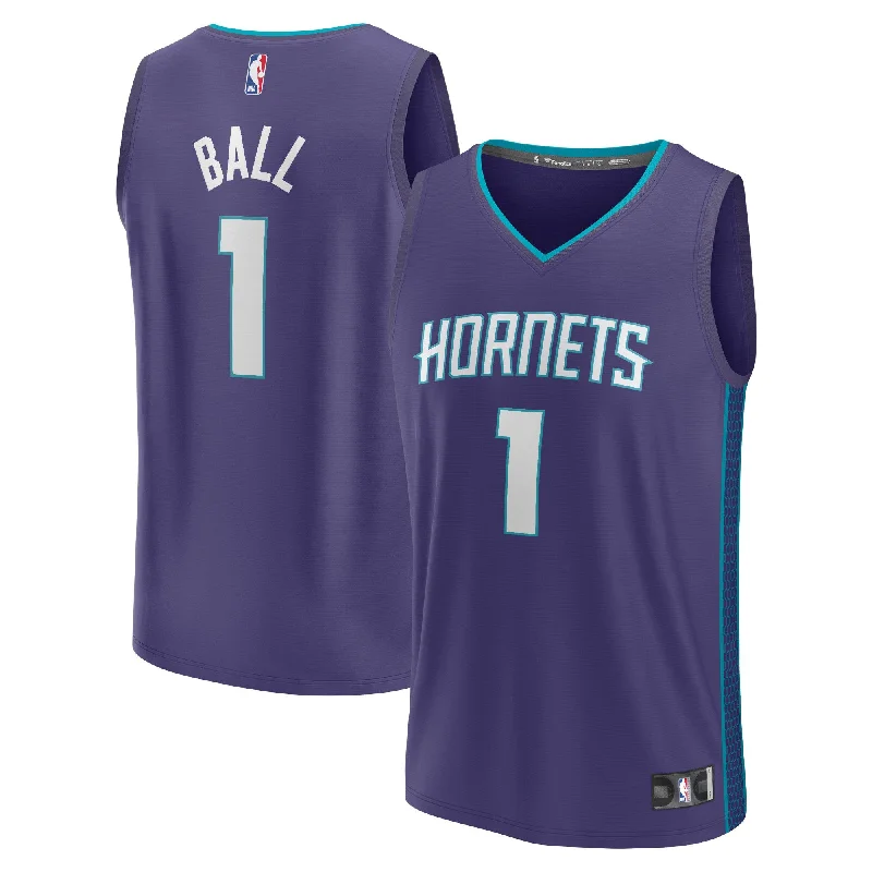 Basketball Jersey For Signature Event Merchandise-Lamelo Ball Charlotte Hornets Branded Fast Break Player Basketball Jersey - Statement Edition - Purple