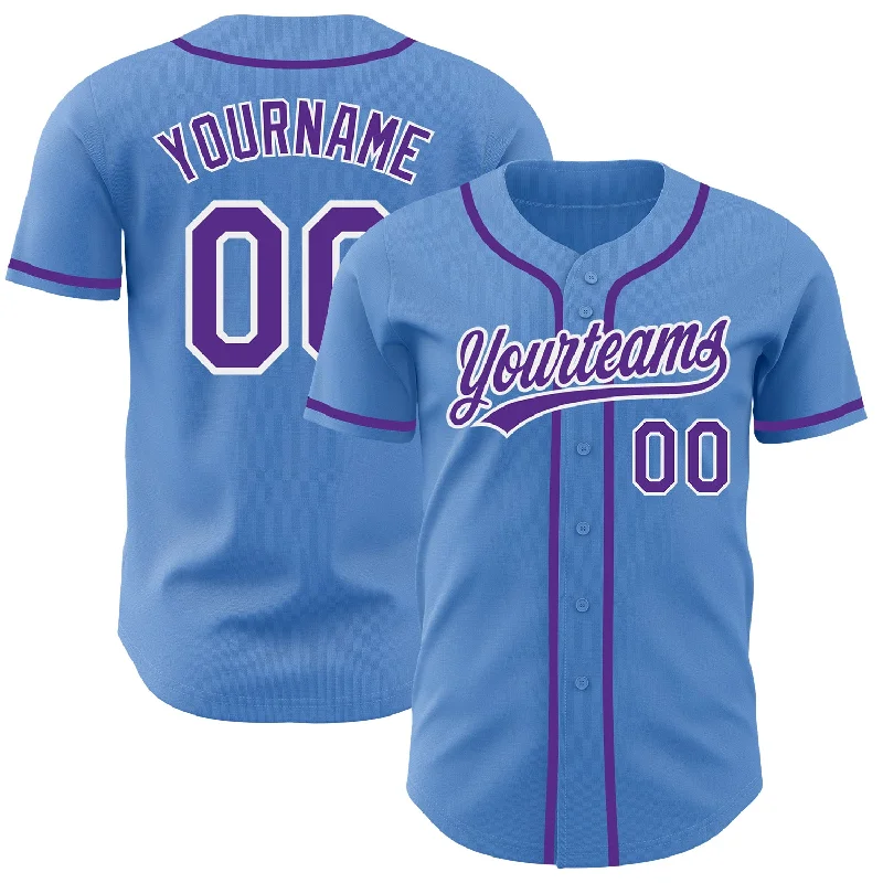 Baseball Jersey For Personalized Custom Apparel-Custom Powder Blue Purple-White Authentic Baseball Jersey