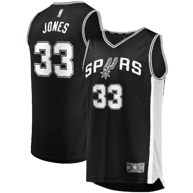 Basketball Jersey For Cold Weather-Tre Jones San Antonio Spurs Branded Fast Break Basketball Jersey - Icon Edition - Black