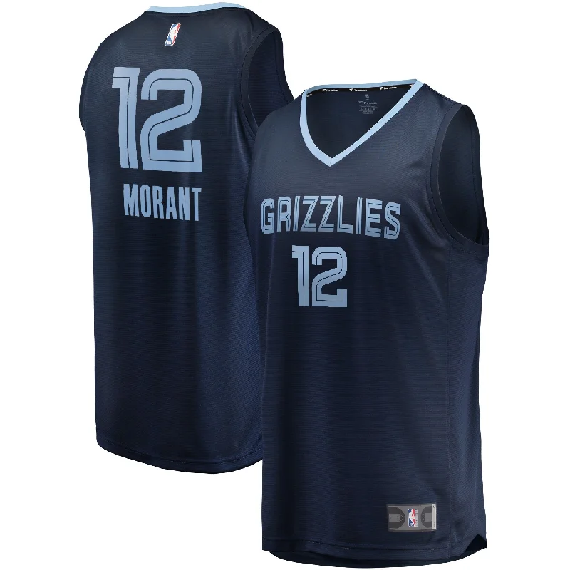 Basketball Jersey For School Custom Orders-Ja Morant Memphis Grizzlies Branded Big & Tall Fast Break Player Basketball Jersey - Navy - Icon Edition