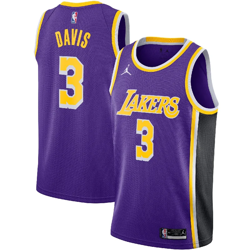 Basketball Jersey With Embroidered Logo-Anthony Davis Los Angeles Lakers Jordan Brand 2020/21 Swingman Basketball Jersey - Statement Edition - Purple