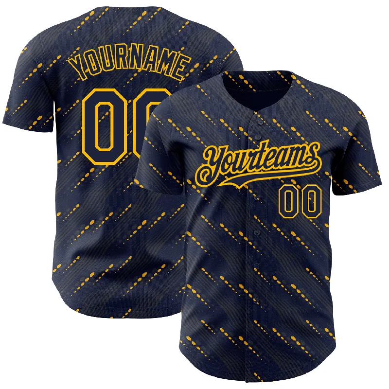 Baseball Jersey For High-School Fan Customization-Custom Navy Red 3D Pattern Design Slant Lines Authentic Baseball Jersey