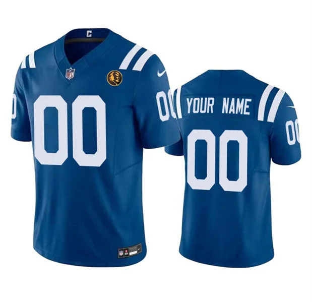 Football Jersey For Custom Team Player Numbers-Men's Indianapolis Colts Active Player Custom Blue 2023 F.U.S.E. With John Madden Patch Vapor Limited Football Stitched Jersey