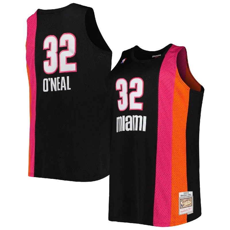 Basketball Jersey For Charity Events-Shaquille O'neal Miami Heat Big & Tall Hardwood Classics 2005/06 Swingman Basketball Jersey - Black