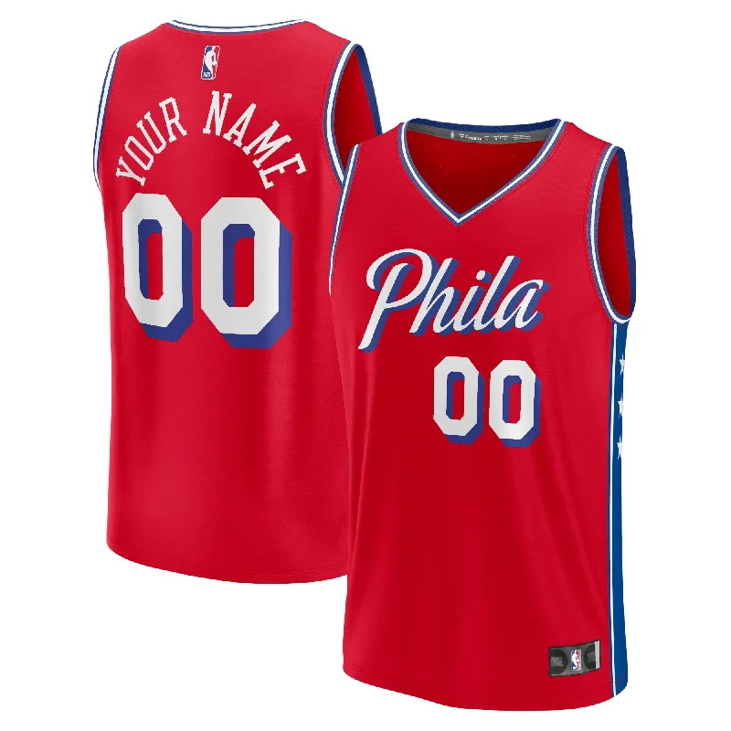 Basketball Jersey For Team Apparel-Philadelphia 76ers Branded Fast Break Custom Basketball Jersey - Red - Statement Edition