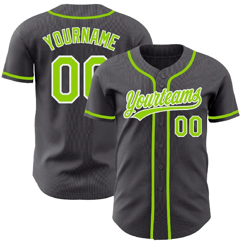 Baseball Jersey For Personalized Player Names-Custom Steel Gray Neon Green-White Authentic Baseball Jersey