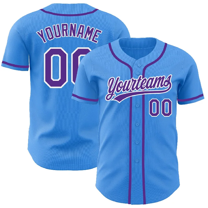 Baseball Jersey For College Team Gear-Custom Electric Blue Purple-White Authentic Baseball Jersey