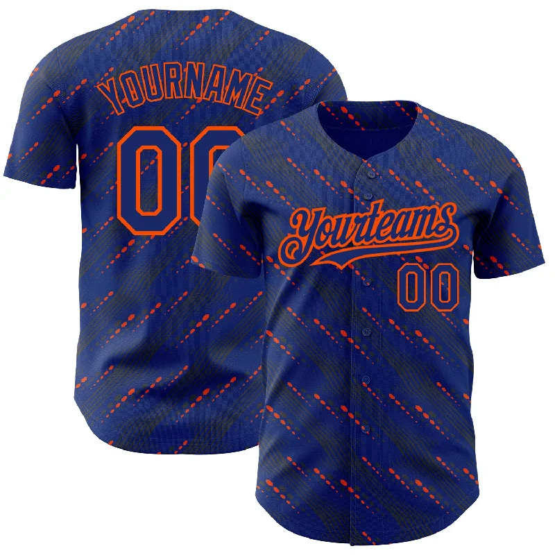 Baseball Jersey For School Event Fan Gear-Custom Royal Orange 3D Pattern Design Slant Lines Authentic Baseball Jersey