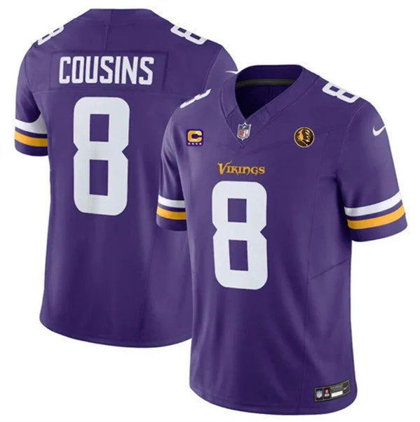 Football Jersey For Softball Team Orders-Men's Minnesota Vikings #8 Kirk Cousins Purple 2023 F.U.S.E. With 4-star C Patch And John Madden Patch Vapor Limited Football Stitched Jersey