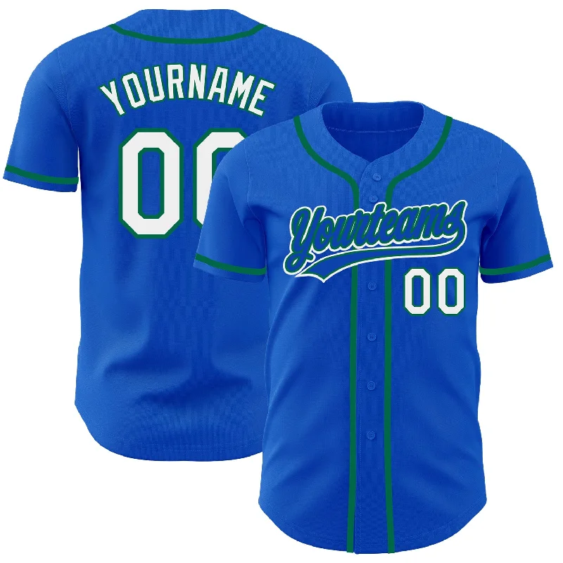 Baseball Jersey For Special Edition-Custom Thunder Blue White-Kelly Green Authentic Baseball Jersey