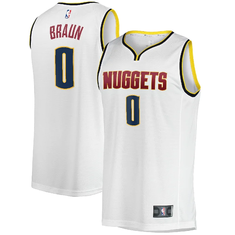 Basketball Jersey For Game Day Player Apparel-Christian Braun Denver Nuggets Branded Fast Break Player Basketball Jersey - Association Edition - White