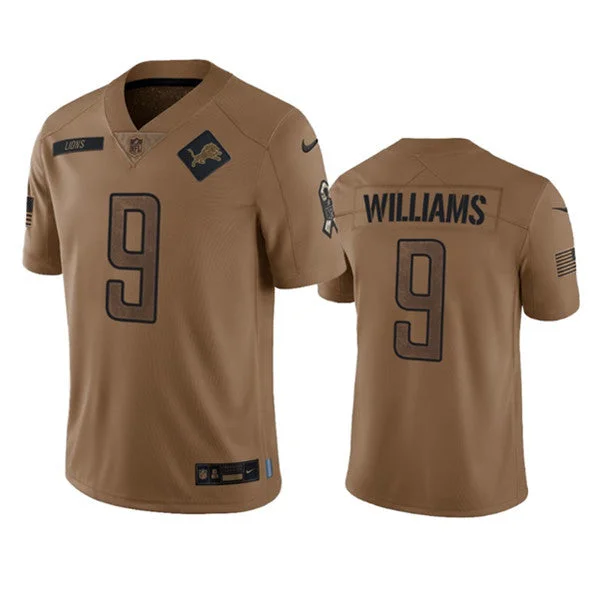 Football Jersey For Softball Game Day Customization-Men's Detroit Lions #9 Jameson Williams 2023 Brown Salute To Service Limited Football Stitched Jersey