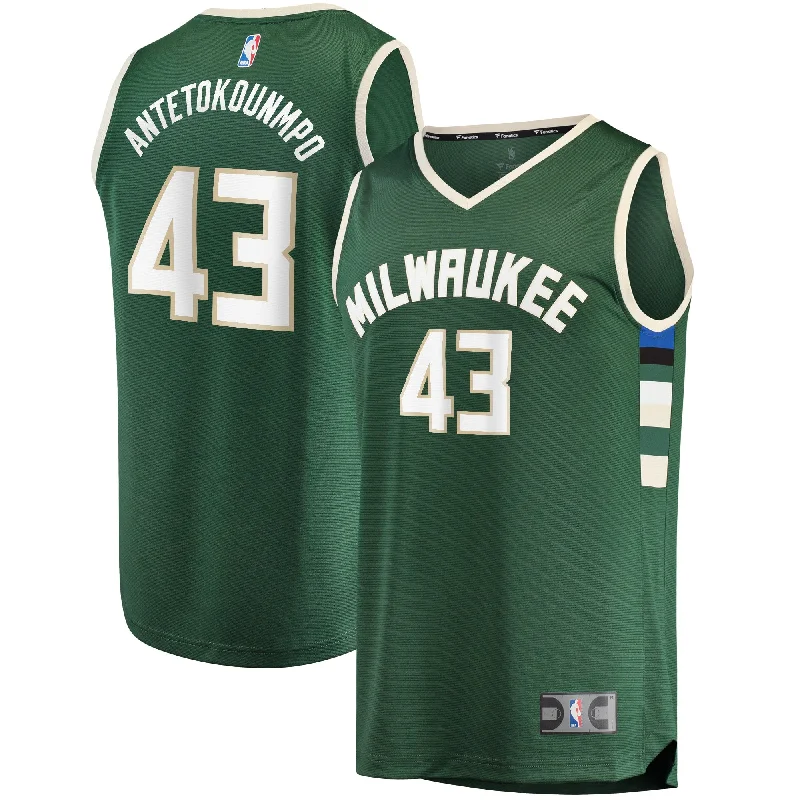 Basketball Jersey For Casual Play-Thanasis Antetokounmpo Milwaukee Bucks Branded Fast Break Player Basketball Jersey - Icon Edition - Hunter Green