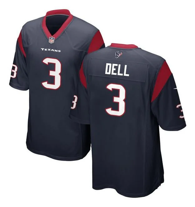 Football Jersey For Hot Weather-Men's Houston Texans #3 Tank Dell Navy Football Stitched Game Jersey