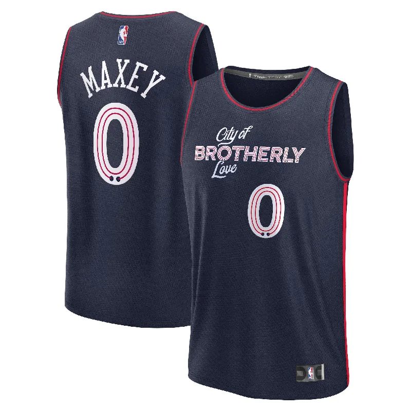 Basketball Jersey For High School Athletes-Tyrese Maxey Philadelphia 76ers Branded Fast Break Basketball Jersey - Navy - City Edition