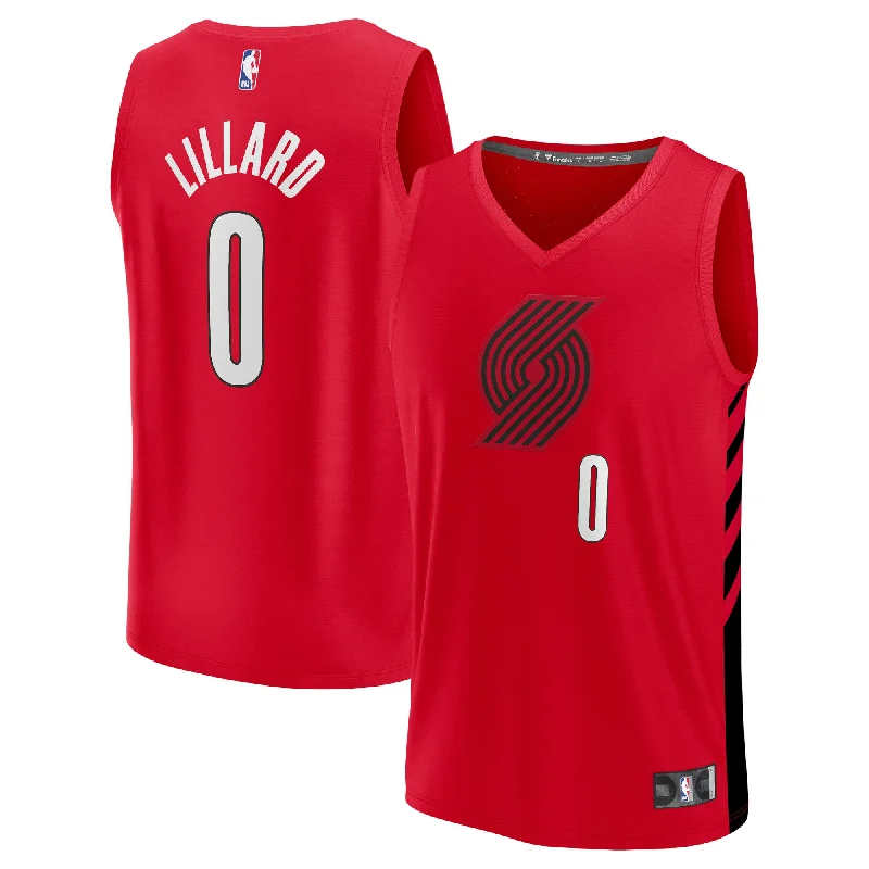 Basketball Jersey For Professional Custom Fan Gear-Damian Lillard Portland Trail Blazers Branded Fast Break Player Basketball Jersey - Statement Edition - Red