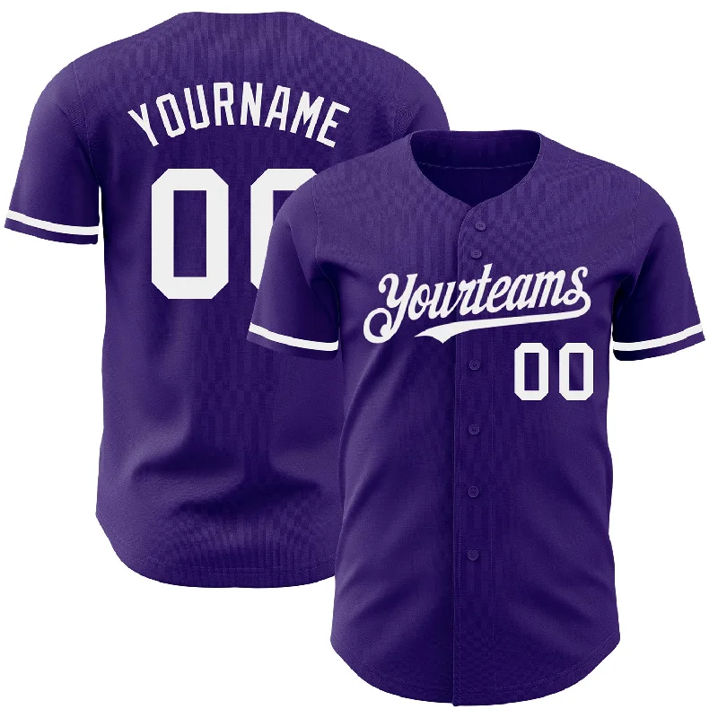 Baseball Jersey For Custom Player Gifts-Custom Purple White Authentic Baseball Jersey