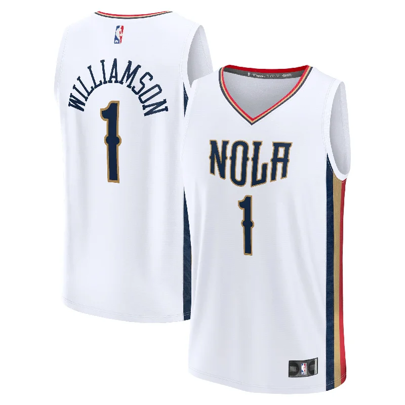 Basketball Jersey For Defensive Players-Zion Williamson New Orleans Pelicans Branded Fast Break Basketball Jersey - City Edition - White