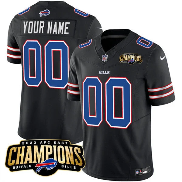 Football Jersey For Custom Event Customization-Men's Buffalo Bills Active Player Custom Black 2023 F.U.S.E. AFC East Champions Ptach Football Stitched Jersey