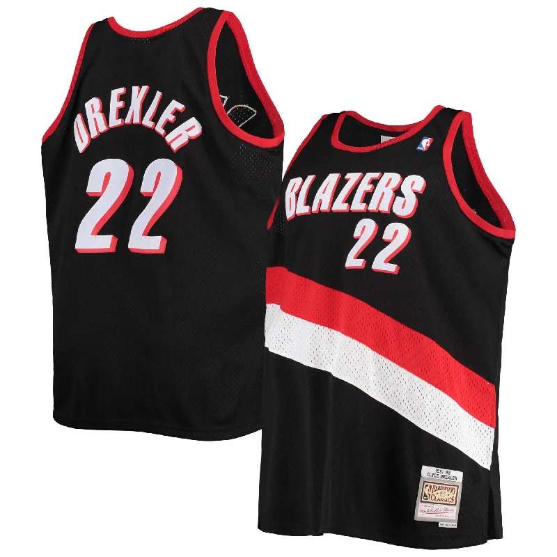 Basketball Jersey For Custom Apparel Fundraisers-Clyde Drexler Portland Trail Blazers 1991/92 Big & Tall Hardwood Classics Swingman Basketball Jersey - Black