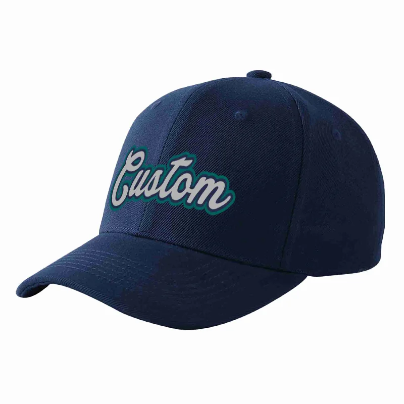 Baseball Cap For Softball Fan Custom Gear-Custom Navy Gray-Navy Curved Eaves Sport Baseball Cap Design for Men/Women/Youth