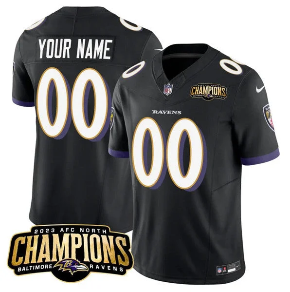 Football Jersey For Fundraisers-Men's Baltimore Ravens Active Player Custom Black 2023 F.U.S.E. AFC North Champions Vapor Limited Football Stitched Jersey