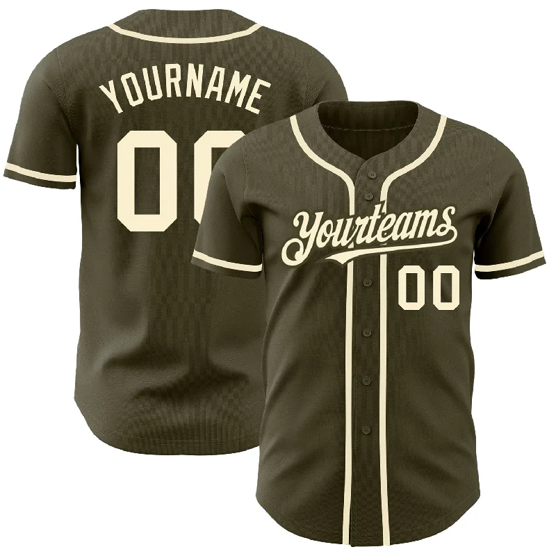 Baseball Jersey For Fan Custom Recognition-Custom Olive Cream Authentic Salute To Service Baseball Jersey