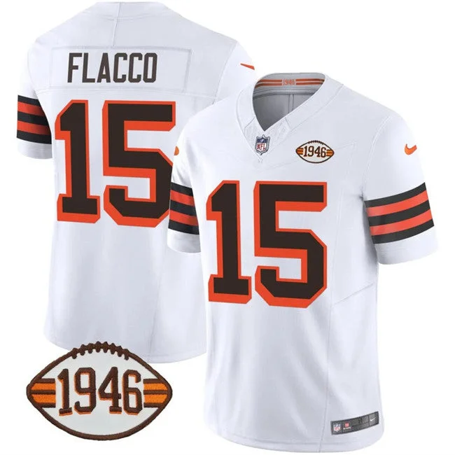 Football Jersey For Custom Event Orders-Men's Cleveland Browns #15 Joe Flacco White 2023 F.U.S.E. 1946 Collection Vapor Limited Football Stitched Jersey