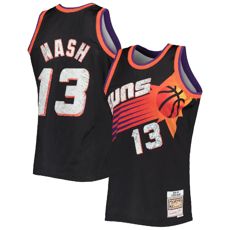 Basketball Jersey For Personalized Team Gear-Steve Nash Phoenix Suns 1996/97 Hardwood Classics 75th Anniversary Diamond Swingman Basketball Jersey - Black