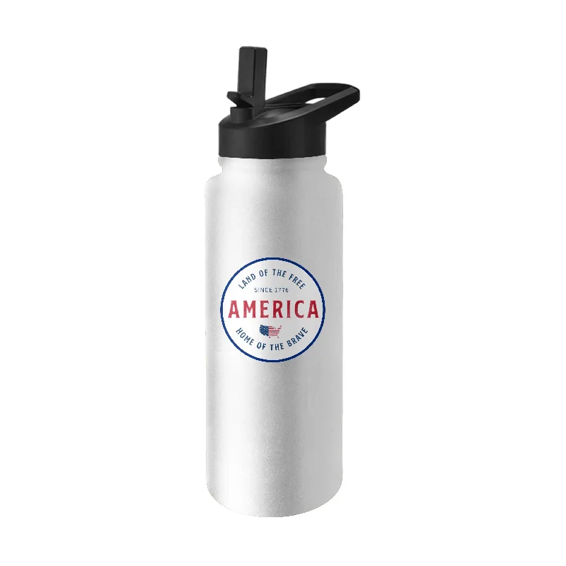 Team Mug For Professional Fan Gear-Land of The Free 34oz Quencher Bottle