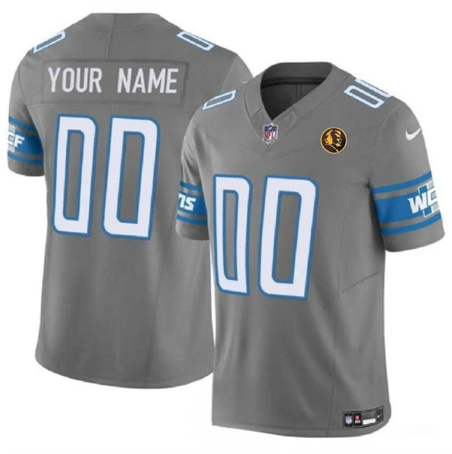 Football Jersey For School Custom Orders-Men's Detroit Lions Active Player Custom Gray 2023 F.U.S.E. With John Madden Patch Vapor Limited Football Stitched Jersey