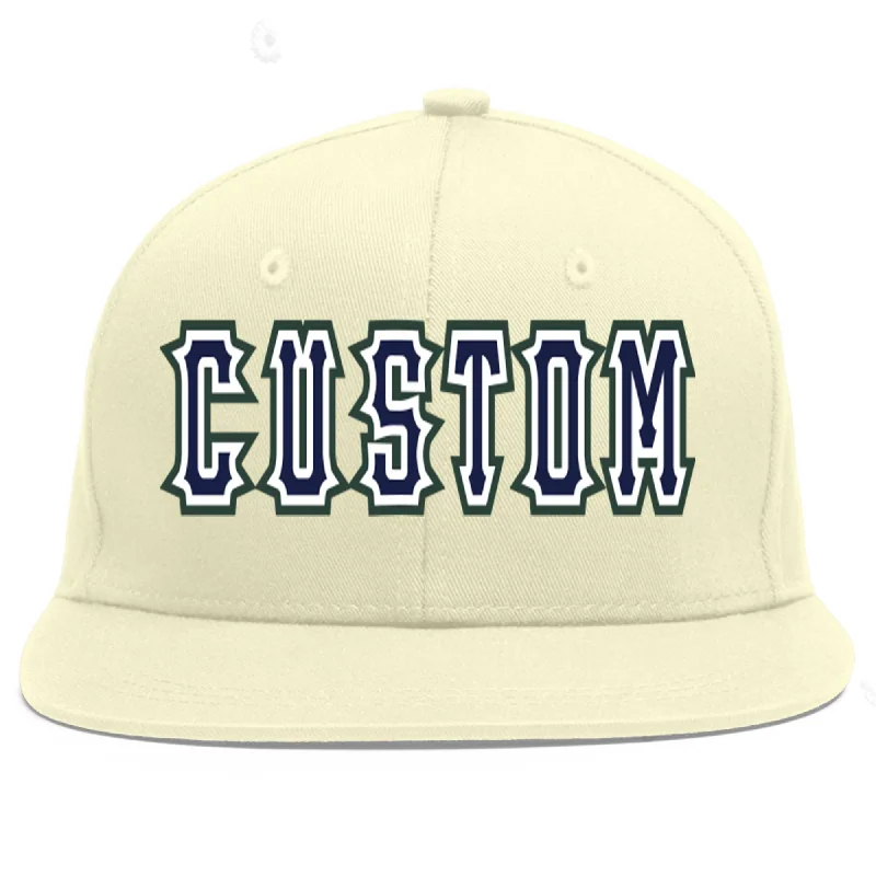 Baseball Cap For Event Apparel Customization-Custom Cream Navy-White Flat Eaves Sport Baseball Cap