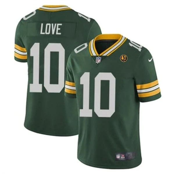 Football Jersey For Softball Teams-Men's Green Bay Packers #10 Jordan Love Green With John Madden Patch Vapor Limited Throwback Football Stitched Jersey