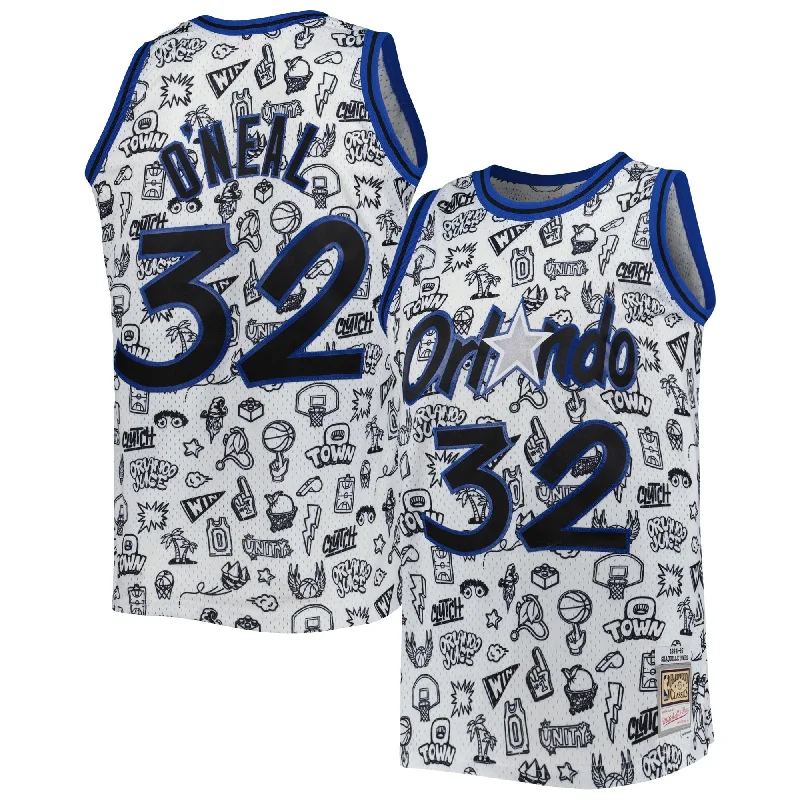 Basketball Jersey For Signature Player Orders-Shaquille O'neal Orlando Magic 1994/95 Hardwood Classics Doodle Swingman Basketball Jersey - White