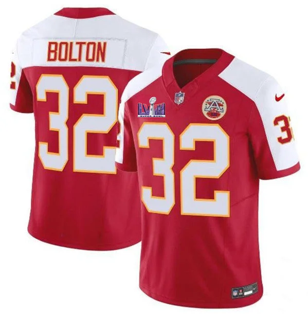 Football Jersey For Cold Weather-Men’s Kansas City Chiefs #32 Nick Bolton Red/White 2024 F.U.S.E. Super Bowl LVIII Patch Vapor Untouchable Limited Football Stitched Jersey