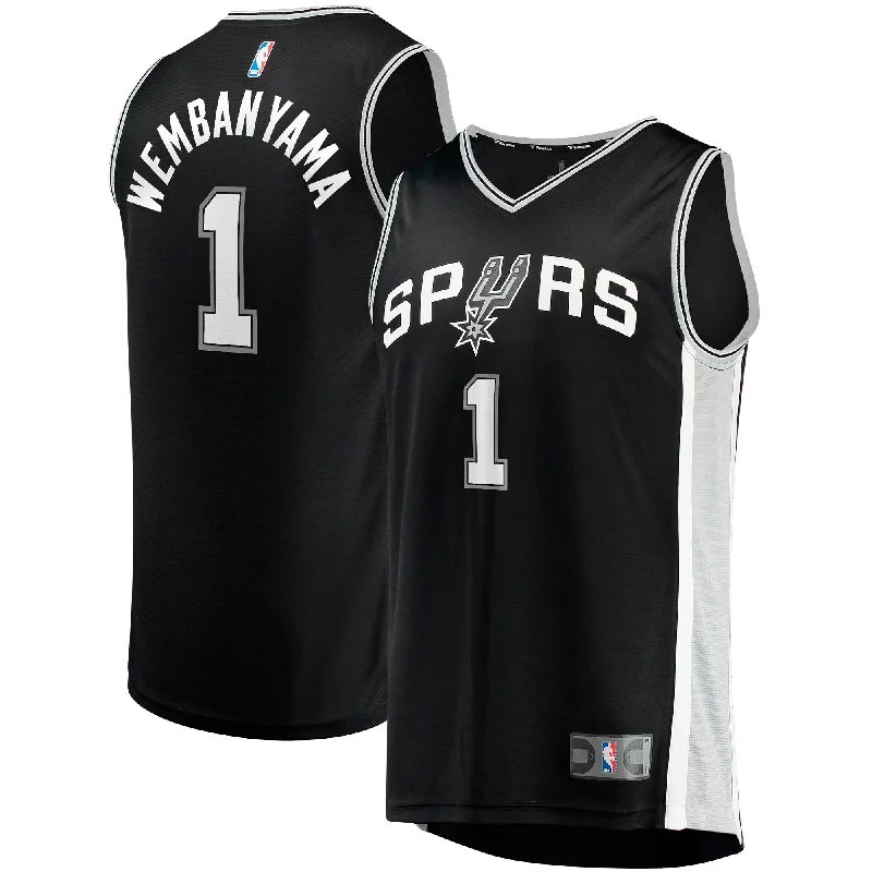 Basketball Jersey With Special Edition Designs-Victor Wembanyama San Antonio Spurs Branded Fast Break Basketball Jersey - Icon Edition - Black