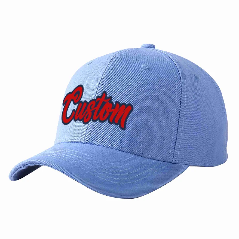 Baseball Cap For Fan Custom Gear Orders-Custom Sky Blue Red-Navy Curved Eaves Sport Baseball Cap Design for Men/Women/Youth