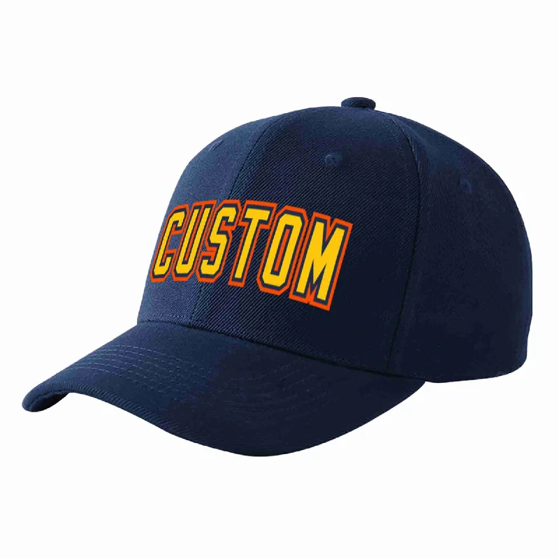 Baseball Cap For Custom Promotional Orders-Custom Navy Gold-Navy Curved Eaves Sport Baseball Cap Design for Men/Women/Youth