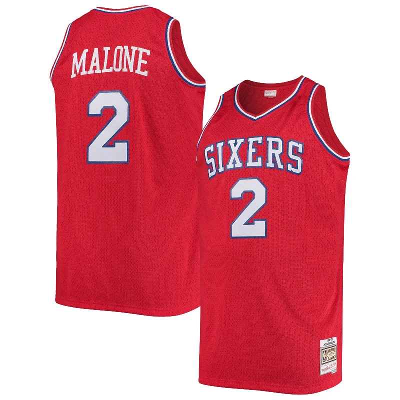 Basketball Jersey For College Teams-Moses Malone Philadelphia 76ers 1982/83 Big & Tall Hardwood Classics Swingman Basketball Jersey - Red