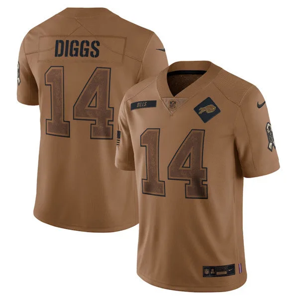 Football Jersey For Official Team Gear-Men's Buffalo Bills #14 Stefon Diggs 2023 Brown Salute To Service Limited Football Stitched Jersey