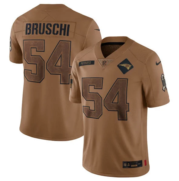 Football Jersey For Custom Sports Event Apparel-Men's New England Patriots #54 Tedy Bruschi 2023 Brown Salute To Service Limited Football Stitched Jersey