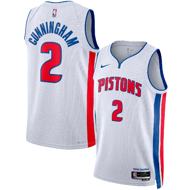 Basketball Jersey For Personalized Gifts-Cade Cunningham Detroit Pistons Unisex Swingman Basketball Jersey - Association Edition - White