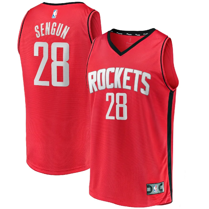 Basketball Jersey With Personalized Graphics-Alperen Sengun Houston Rockets Branded Fast Break Basketball Jersey - Icon Edition - Red