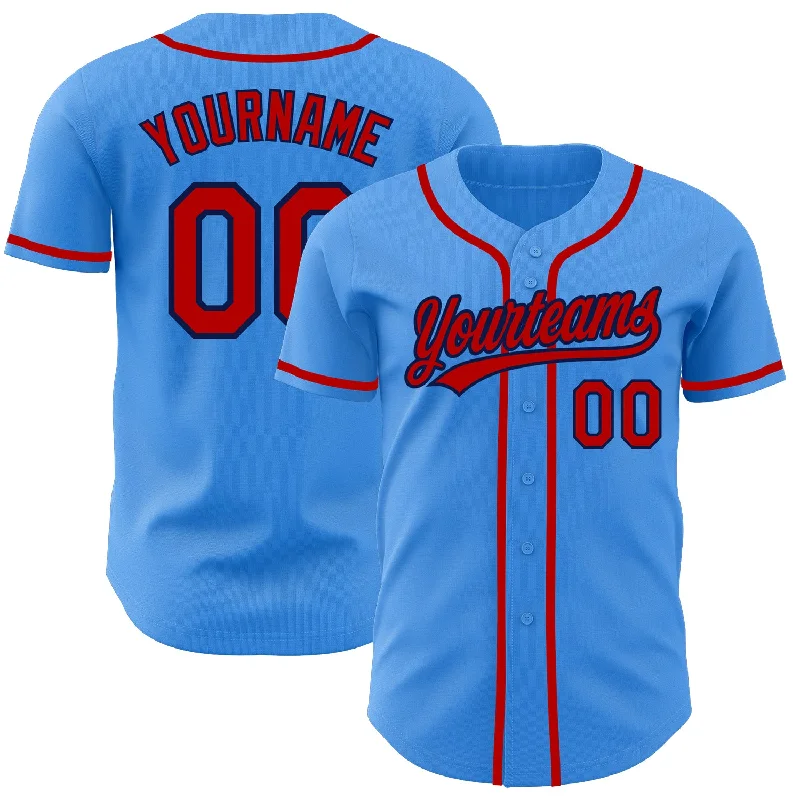 Baseball Jersey For Custom Player Gifts-Custom Electric Blue Red-Navy Authentic Baseball Jersey