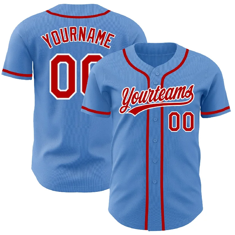 Baseball Jersey With Custom Logo-Custom Powder Blue Red-White Authentic Baseball Jersey