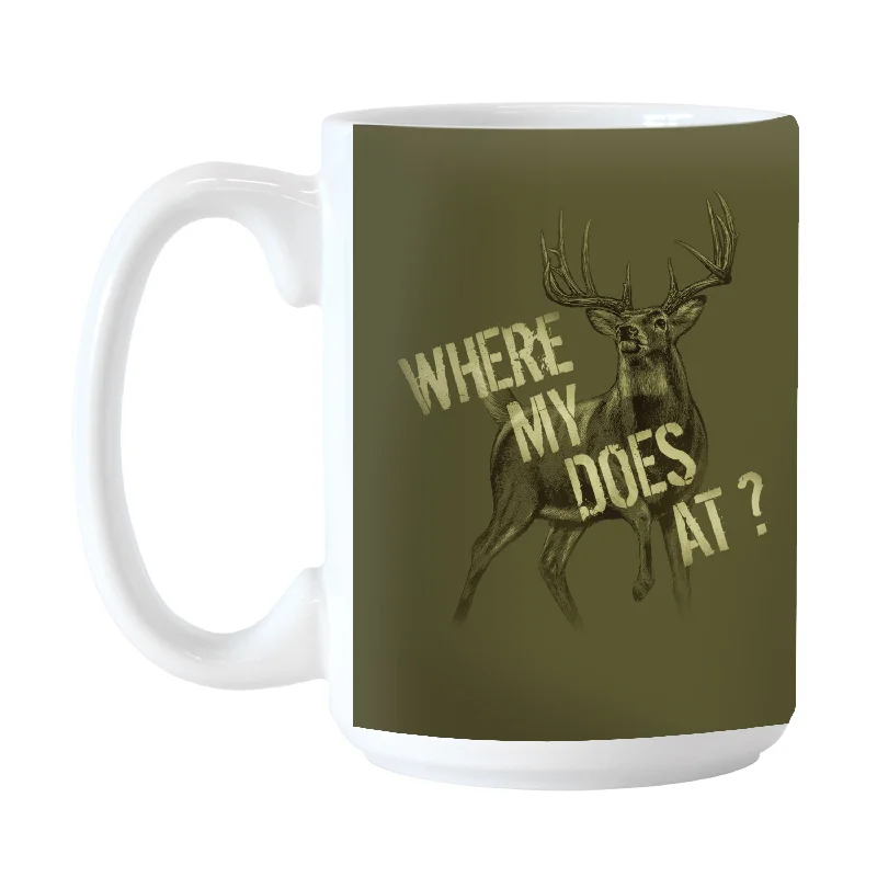 Team Mug For Softball Custom Merchandise-Where My Does At 15oz Sublimated Mug