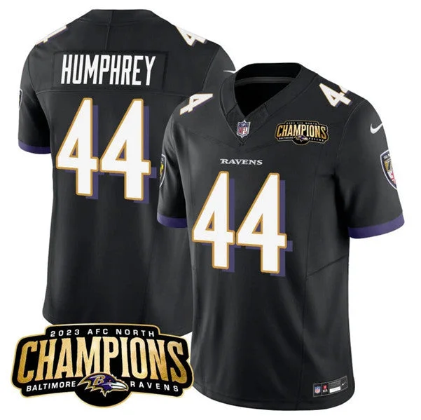 Football Jersey For Official Event Merchandise-Men's Baltimore Ravens #44 Marlon Humphrey Black 2023 F.U.S.E. AFC North Champions Vapor Limited Football Stitched Jersey