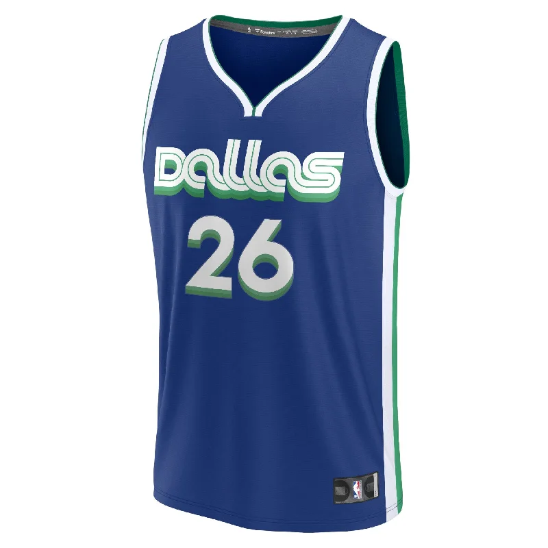 Basketball Jersey For Custom Sports Event Gear-Spencer Dinwiddie Dallas Mavericks Branded Fastbreak Basketball Jersey - City Edition - Blue