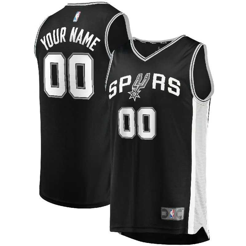 Basketball Jersey For College Fundraisers-San Antonio Spurs Branded Fast Break Custom Basketball Jersey Black - Icon Edition