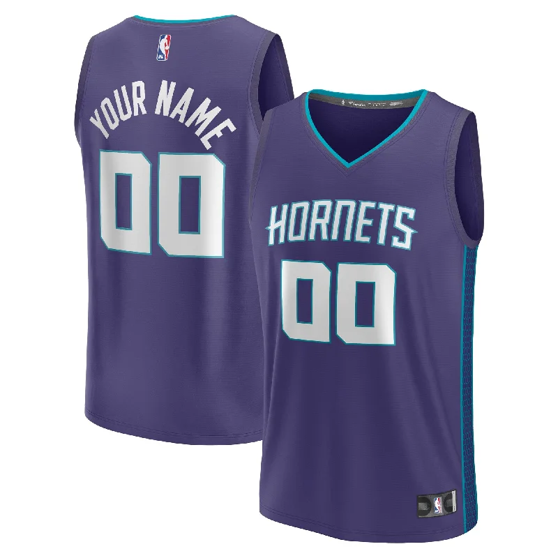 Basketball Jersey For Fan Apparel Customization-Charlotte Hornets Branded Fast Break Custom Basketball Jersey - Purple - Statement Edition